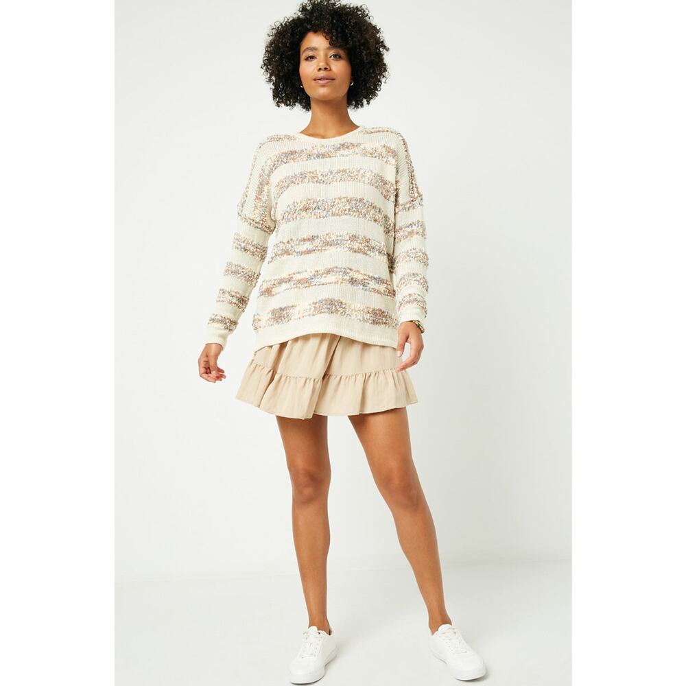 HAYDEN Poppy Popcorn Striped Crew Neck Sweater Misses Medium - Picture 5 of 6